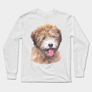 Tricolor Brindle Tibetan Terrier Watercolor Art Long Sleeve T-Shirt